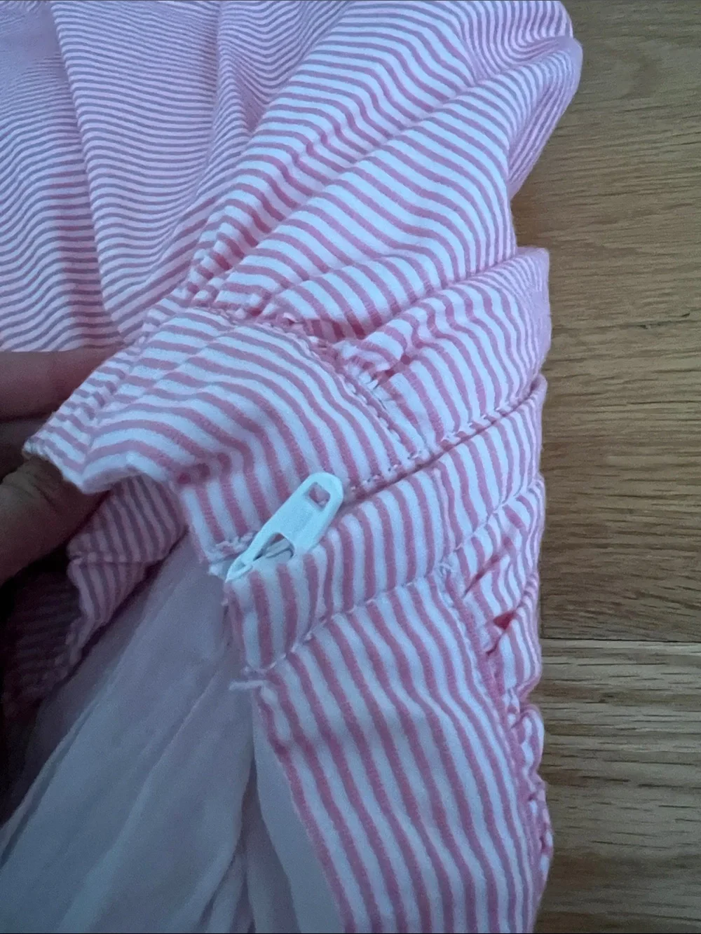 Kids Sleeveless Pink & White Striped Top with Embroidered Collar